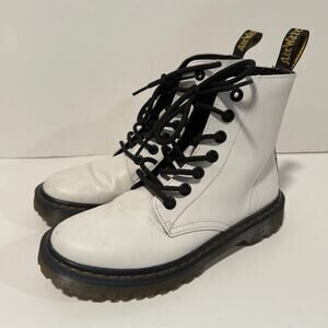 Dr. Martens Women's Luana Combat Boots Lace Up White Leather 7